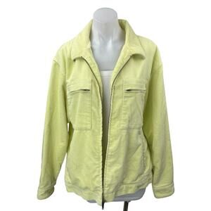 Supreme Women's Yellow Corduroy Long Sleeve Zip Up Collared Shirt Jacket Top L